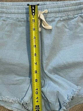 Women’s Denim Shorts, Double Zero Light Wash Shorts with Functioning Drawstring